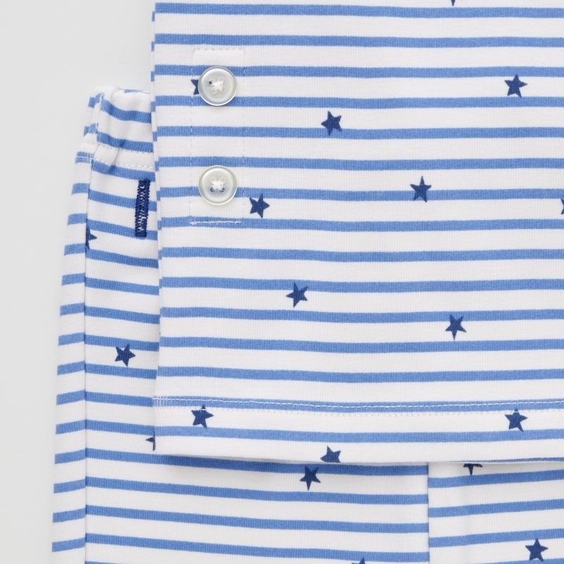 Blue Baby Uniqlo Soft Stretch Cotton Long-sleeve (Star And Stripe) Pajamas | USA NYRJT-7256