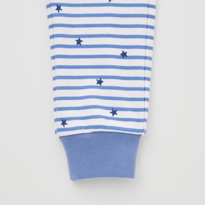 Blue Baby Uniqlo Soft Stretch Cotton Long-sleeve (Star And Stripe) Pajamas | USA NYRJT-7256