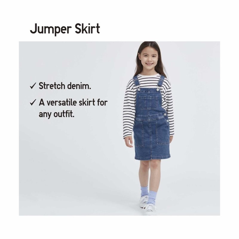 Blue Kids Uniqlo Denim Jumper Skirts | USA UCSLZ-0641