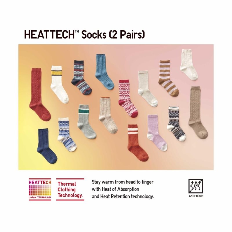 Blue Kids Uniqlo Heattech (2 Pairs) Socks | USA VWQHJ-4536