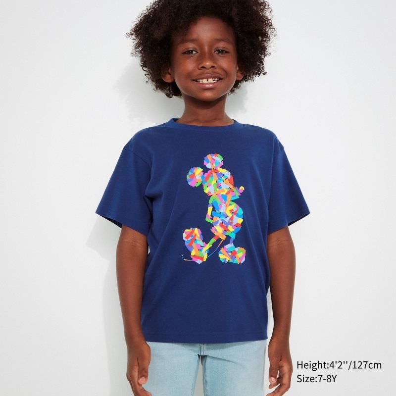 Blue Kids Uniqlo Mickey Stands Ut (Short Sleeve Graphic) T Shirts | USA BKJYH-5182