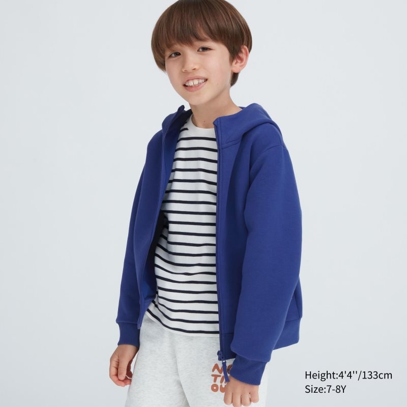 Blue Kids Uniqlo Ultra Stretch Dry Sweat Long-sleeve Full-zip Hoodie | USA JFHQN-6018