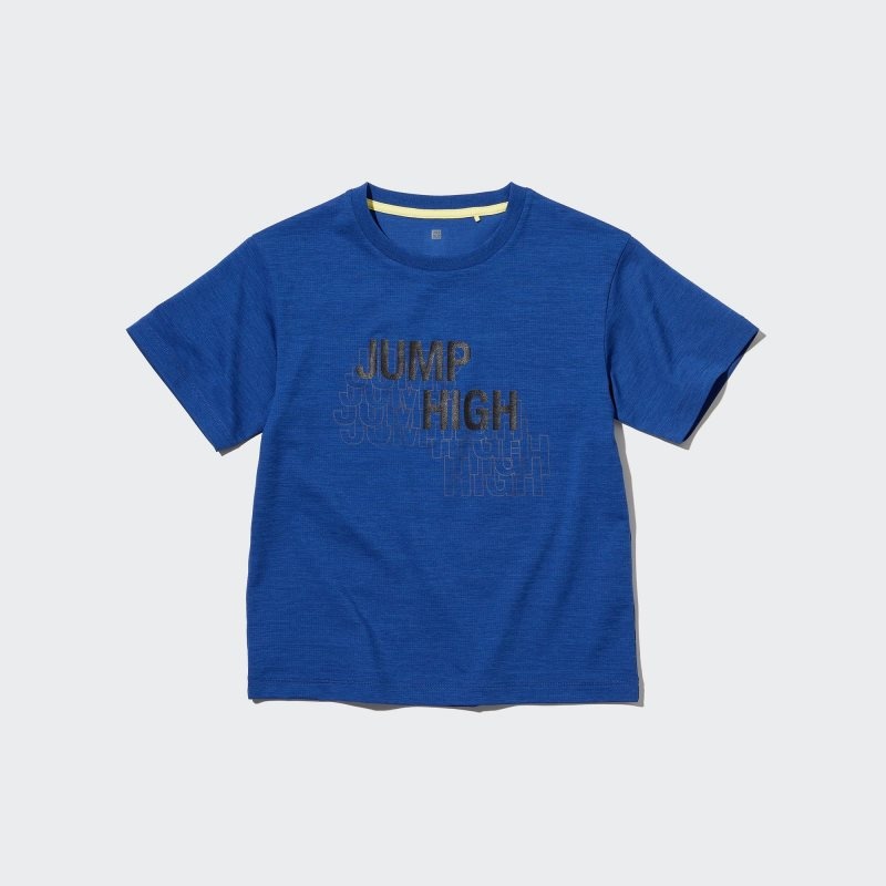 Blue Kids Uniqlo Ultra Stretch Dry-ex Crew Neck Graphic Short-sleeve T Shirts | USA FKJCP-6793