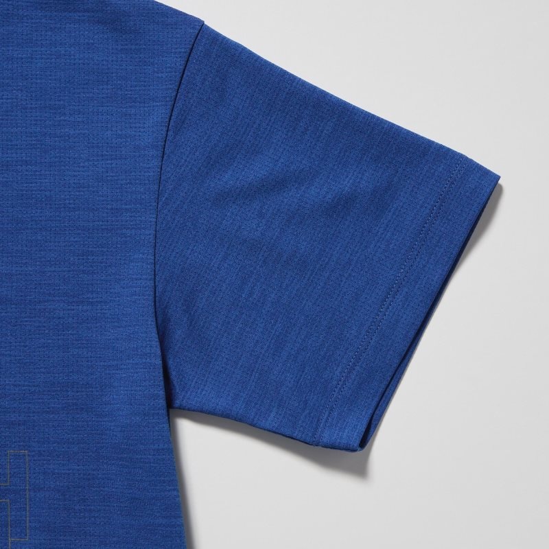 Blue Kids Uniqlo Ultra Stretch Dry-ex Crew Neck Graphic Short-sleeve T Shirts | USA FKJCP-6793