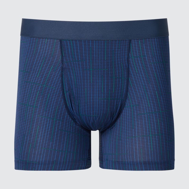 Blue Men Uniqlo Airism Printed Boxer Briefs | USA CMAOP-6270