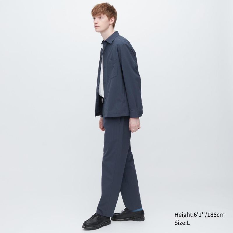 Blue Men Uniqlo Airsense Relaxed (Seersucker) Pants | USA IOQER-5873