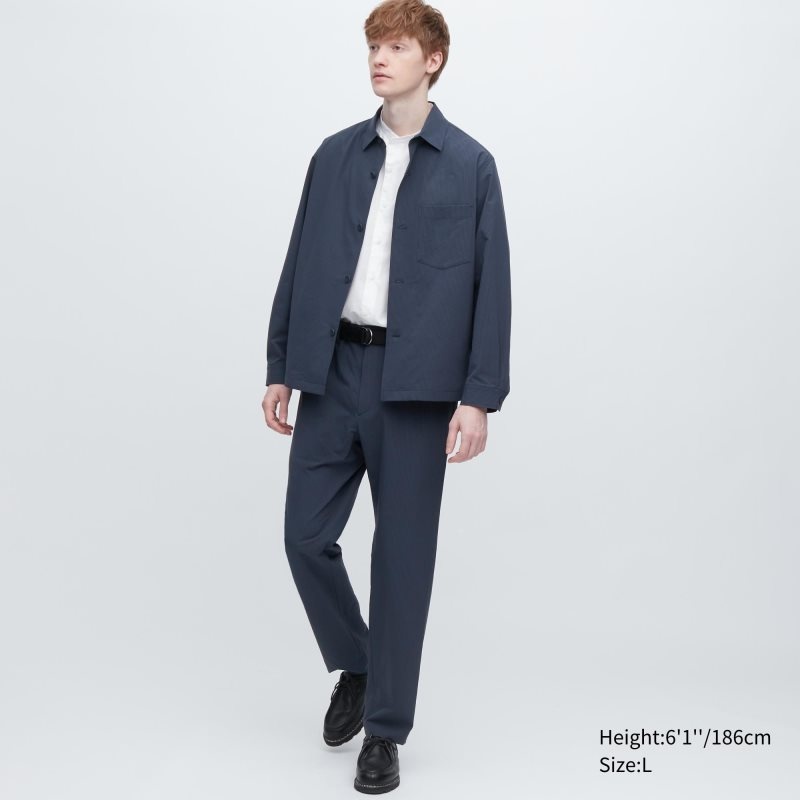 Blue Men Uniqlo Airsense Relaxed (Seersucker) Pants | USA IOQER-5873