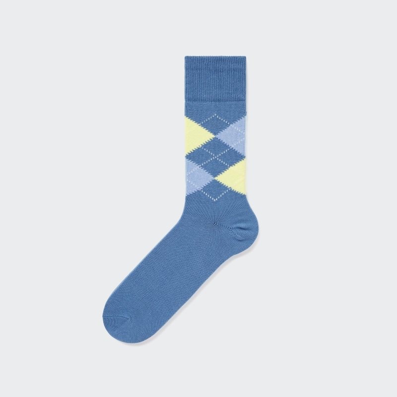 Blue Men Uniqlo Argyle Socks | USA JURXD-7529