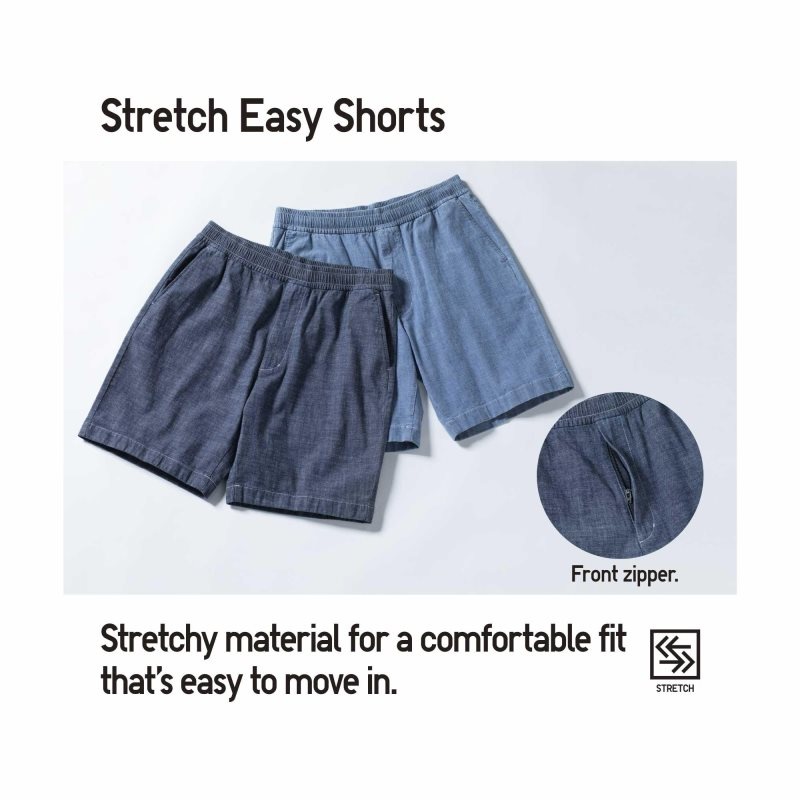 Blue Men Uniqlo Chambray Stretch Easy (8