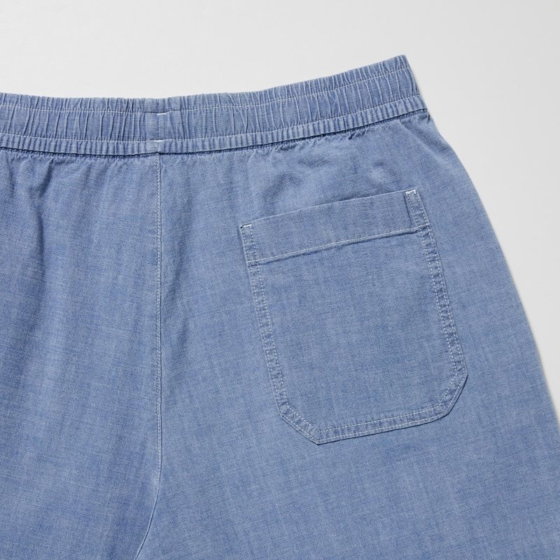 Blue Men Uniqlo Chambray Stretch Easy (8