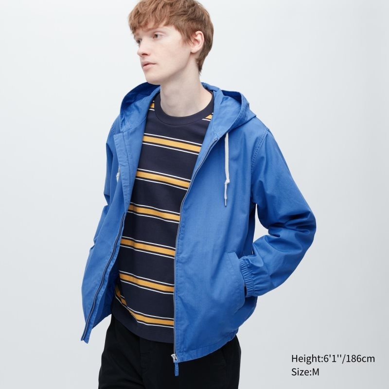 Blue Men Uniqlo Cotton Parka | USA NZEWD-8059