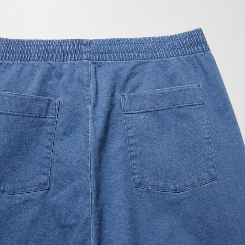 Blue Men Uniqlo Cotton Relaxed Ankle (Denim) Pants | USA TMBQW-0926