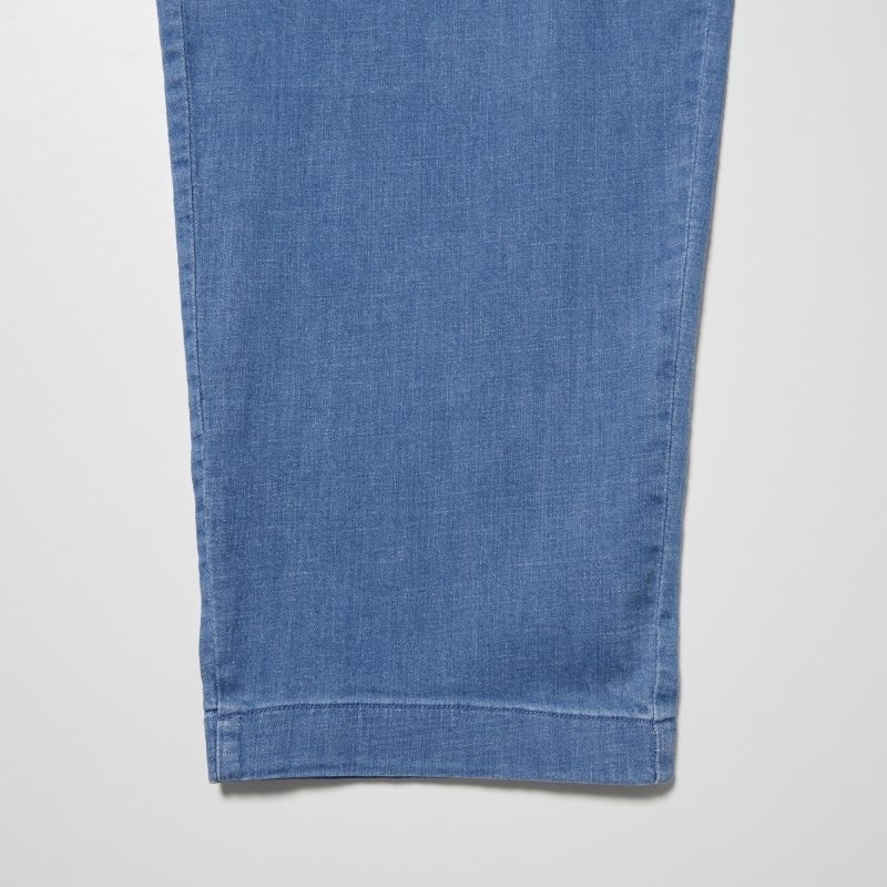 Blue Men Uniqlo Cotton Relaxed Ankle (Denim) Pants | USA TMBQW-0926