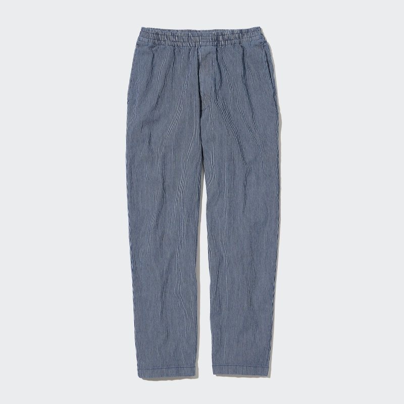 Blue Men Uniqlo Cotton Relaxed Ankle Pants | USA KIMZE-8940