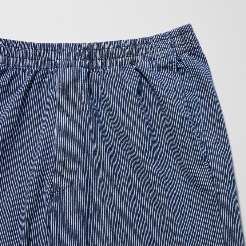 Blue Men Uniqlo Cotton Relaxed Ankle Pants | USA KIMZE-8940