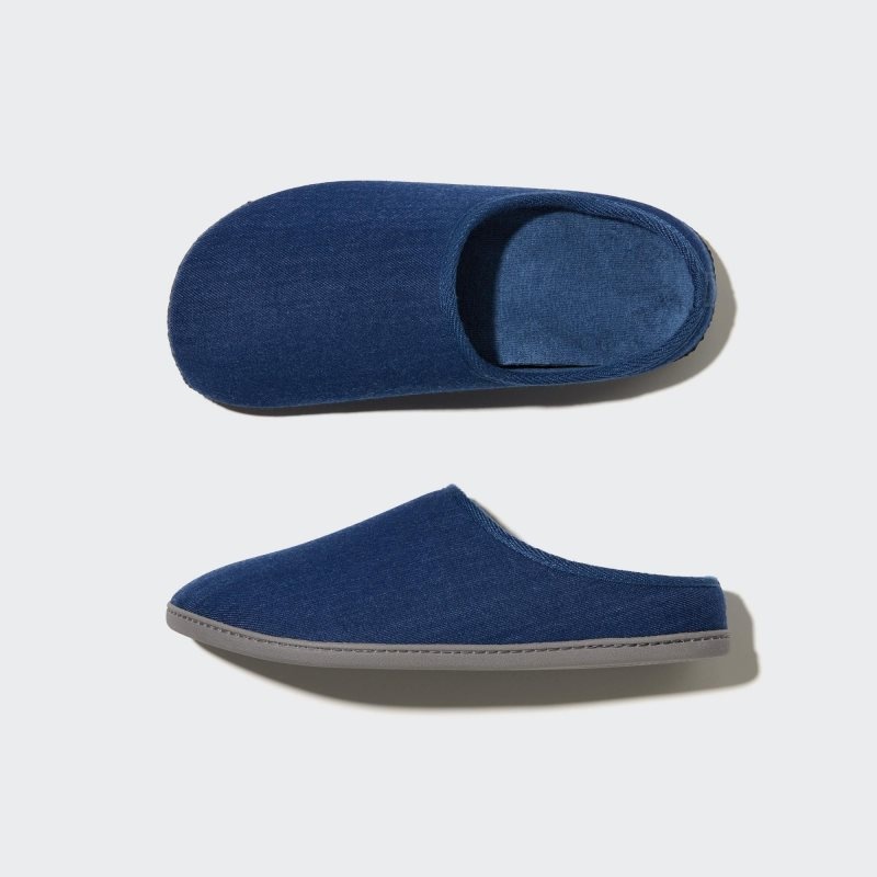 Blue Men Uniqlo Denim Like Room (Rubber Sole) Slippers | USA FVKUX-8253