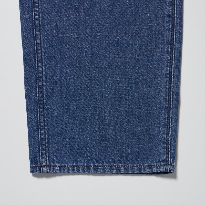 Blue Men Uniqlo Denim Work (Cotton Linen) Pants | USA HNADM-4287