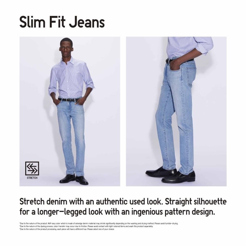 Blue Men Uniqlo Distressed Slim-fit Jeans | USA EMSTI-4625