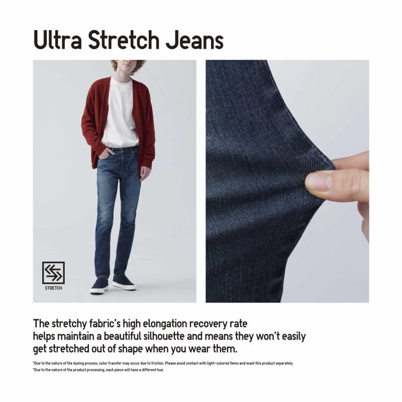 Blue Men Uniqlo Distressed Ultra Stretch Jeans | USA SZHBW-1759