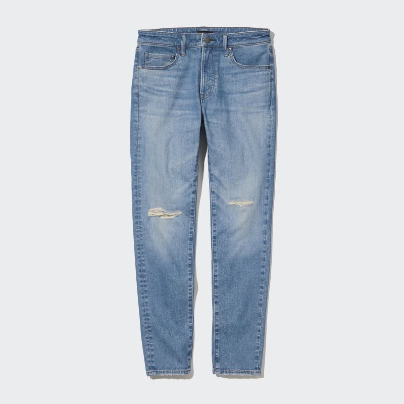 Blue Men Uniqlo Distressed Ultra Stretch Jeans | USA SZHBW-1759