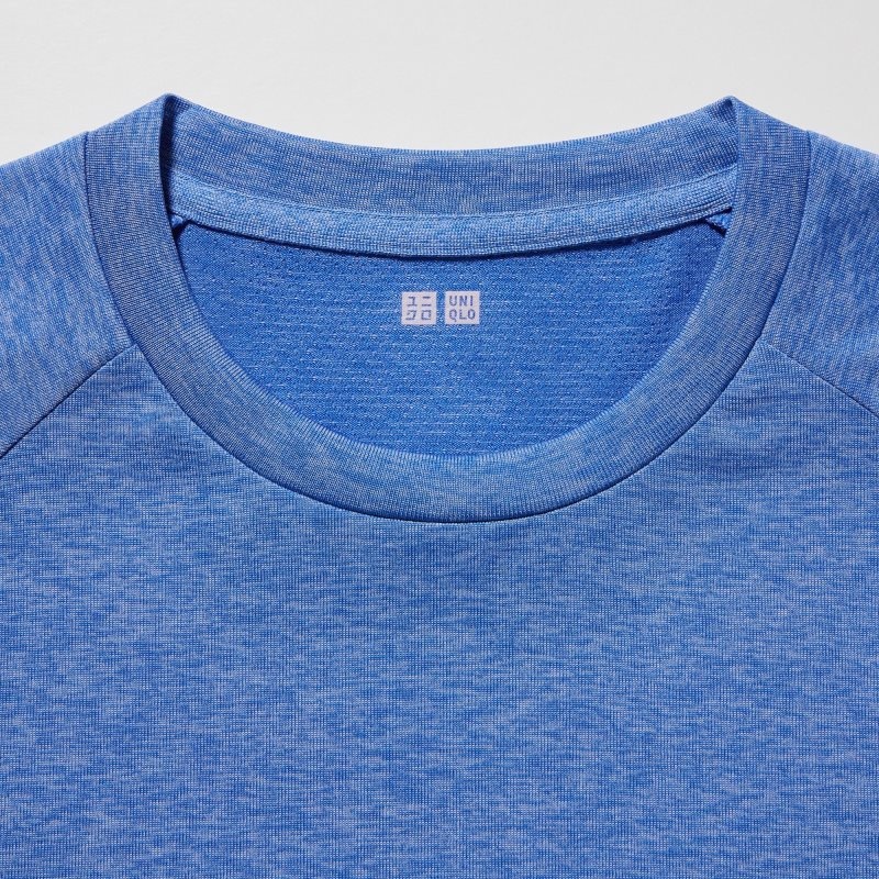 Blue Men Uniqlo Dry-ex Crew Neck Short-sleeve T Shirts | USA HFKBJ-6194