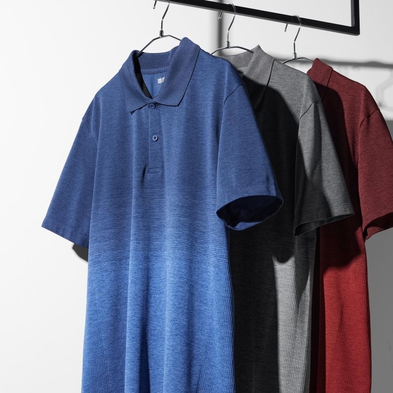 Blue Men Uniqlo Dry-ex (Gradient) Polo Shirts | USA GYKFH-0526