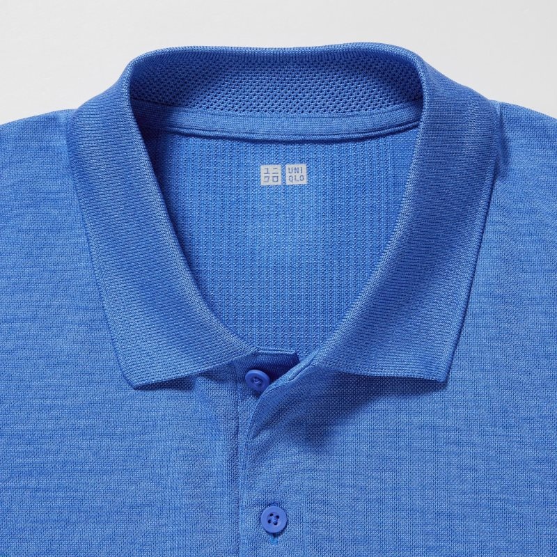 Blue Men Uniqlo Dry-ex Polo Shirts | USA PJUNL-5064