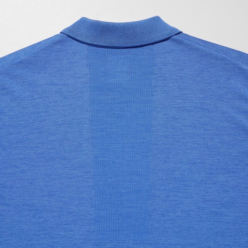 Blue Men Uniqlo Dry-ex Polo Shirts | USA PJUNL-5064