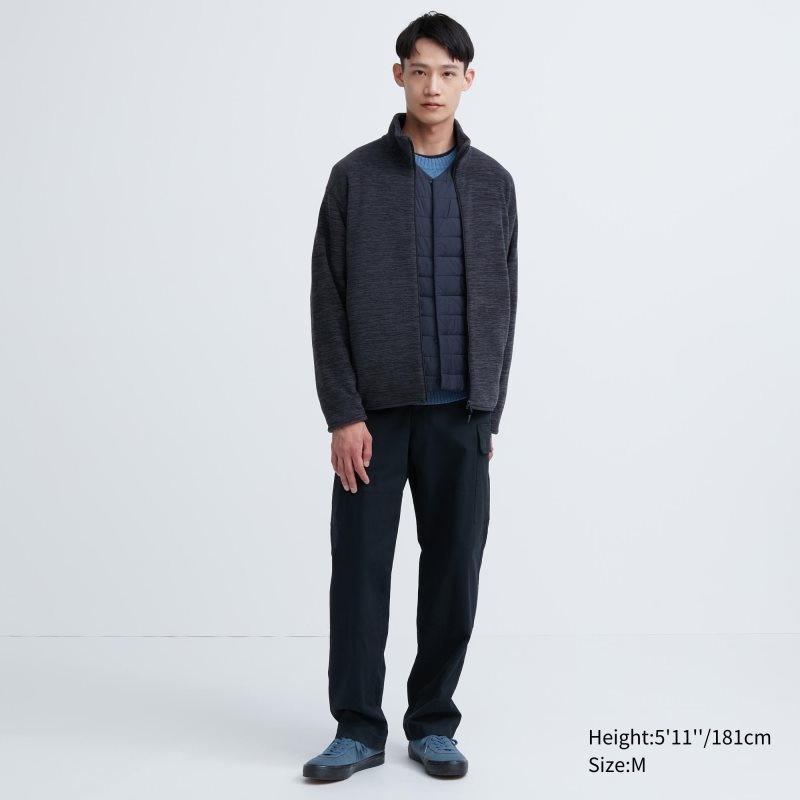 Blue Men Uniqlo Fleece Full-zip Long Sleeve Jackets | USA UOBWF-7958