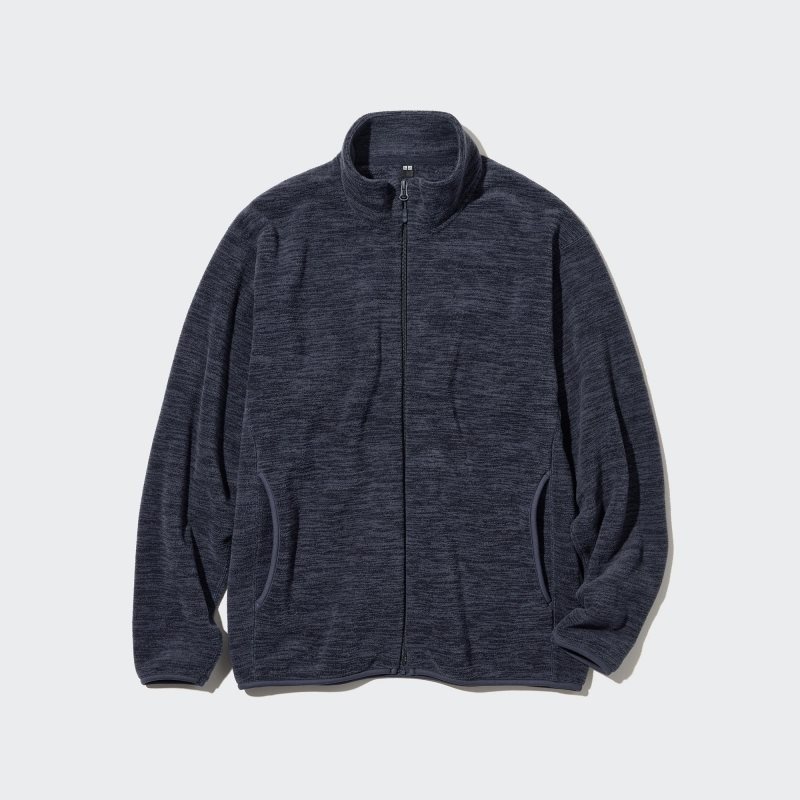 Blue Men Uniqlo Fleece Full-zip Long Sleeve Jackets | USA UOBWF-7958