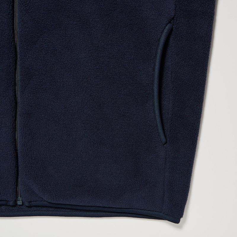 Blue Men Uniqlo Fleece Long-sleeve Full-zip Jackets | USA THWYP-3245