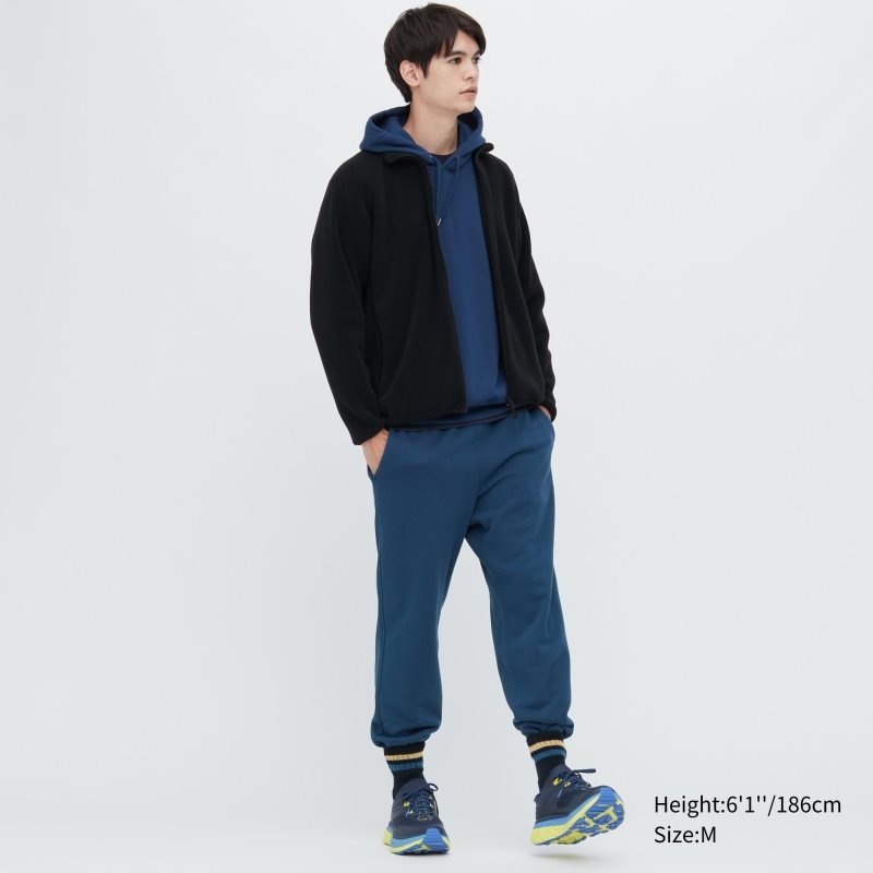 Blue Men Uniqlo Fleece Long-sleeve Full-zip Jackets | USA THWYP-3245