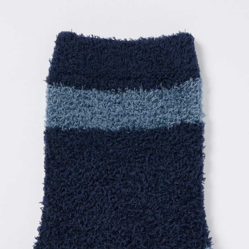 Blue Men Uniqlo Heattech Fluffy-lined Half Socks | USA SELMB-9183