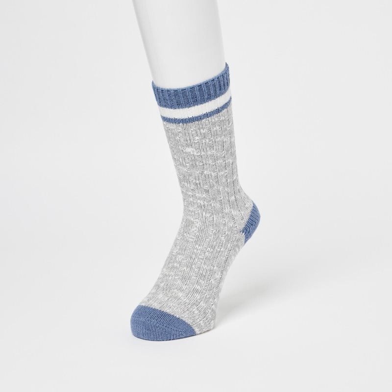 Blue Men Uniqlo Heattech Slub Ribbed Socks | USA WINOH-2453