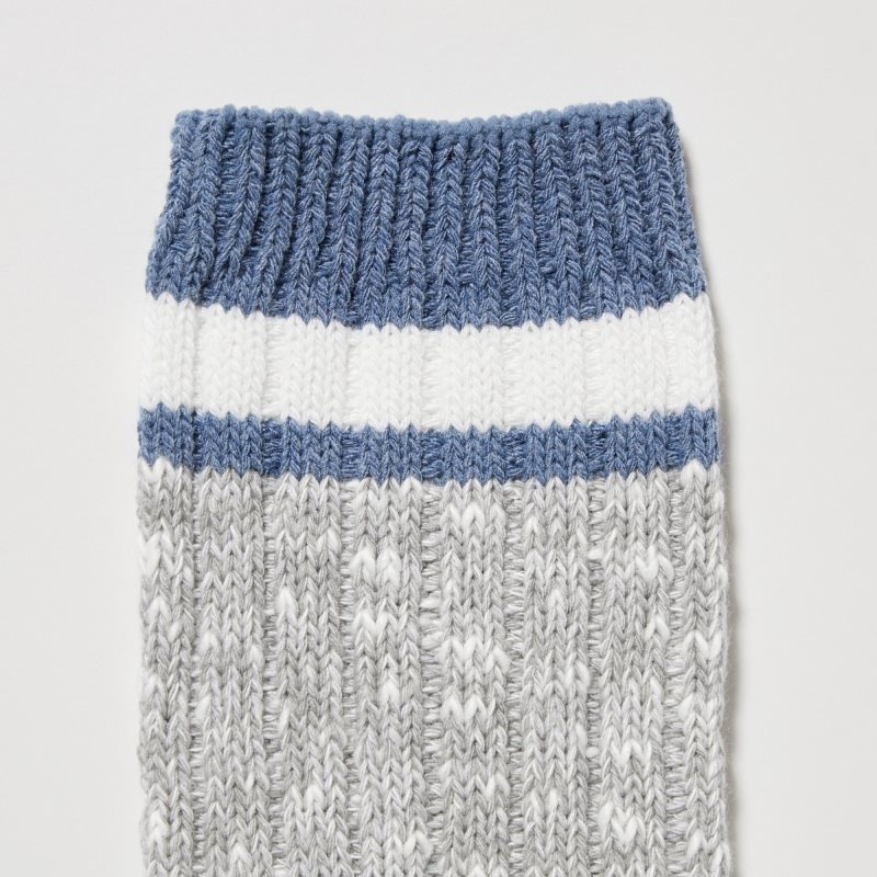 Blue Men Uniqlo Heattech Slub Ribbed Socks | USA WINOH-2453