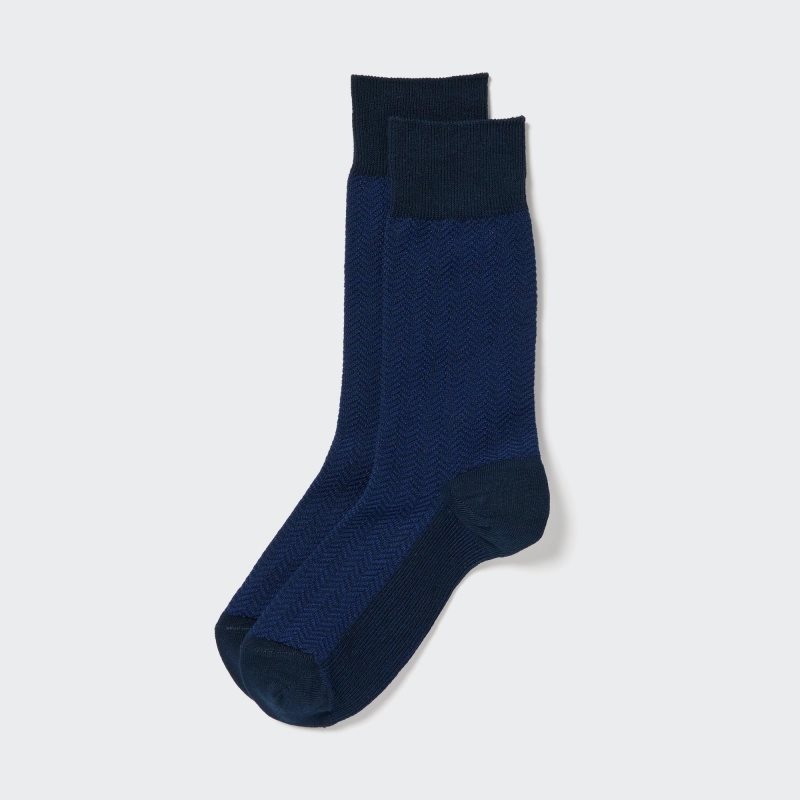 Blue Men Uniqlo Herringbone Socks | USA EDRPG-1583