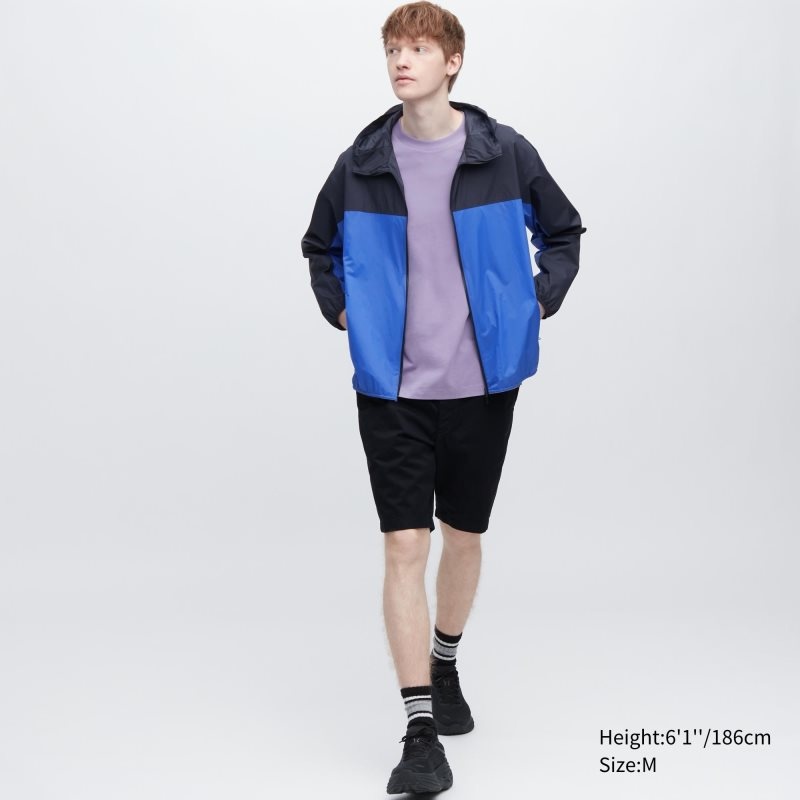 Blue Men Uniqlo Pocketable Uv Protection 3d Cut (Color Block) Parka | USA TCXLM-0978