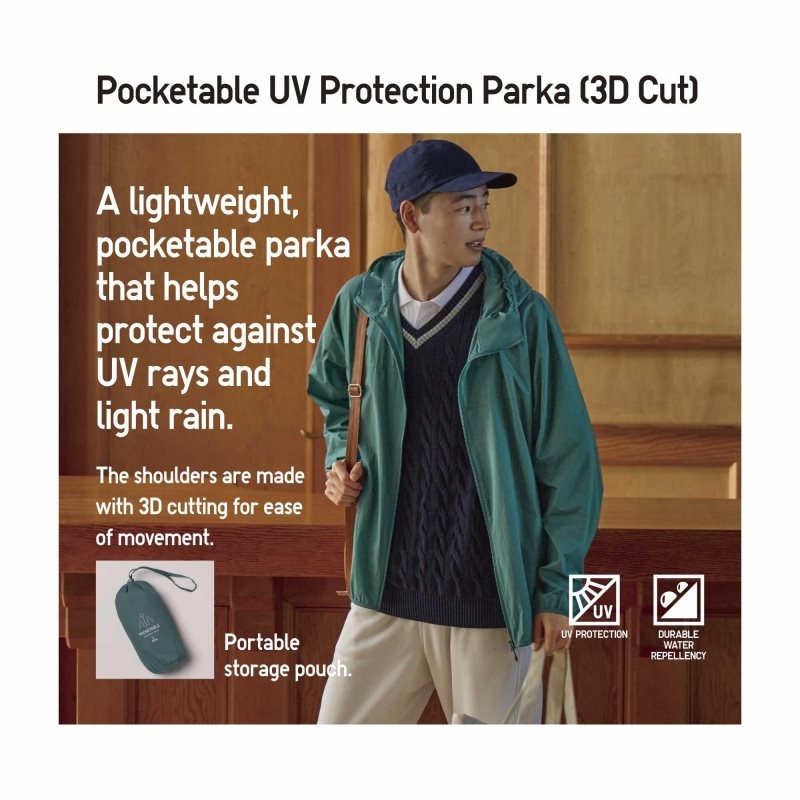 Blue Men Uniqlo Pocketable Uv Protection 3d Cut (Color Block) Parka | USA TCXLM-0978