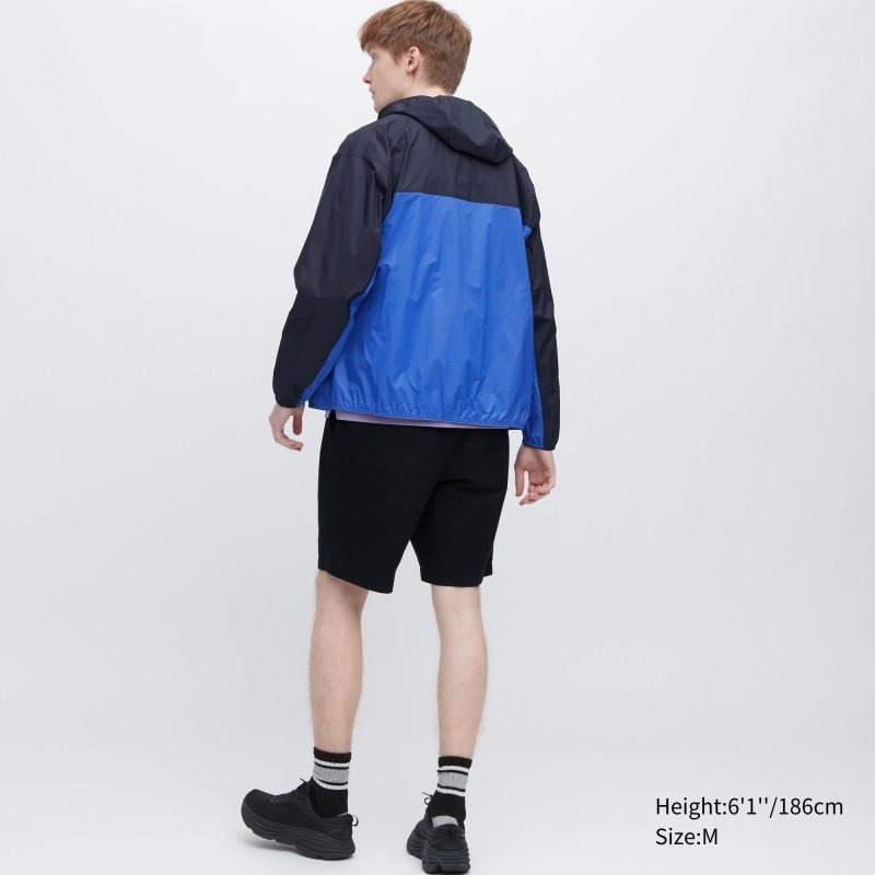 Blue Men Uniqlo Pocketable Uv Protection 3d Cut (Color Block) Parka | USA TCXLM-0978