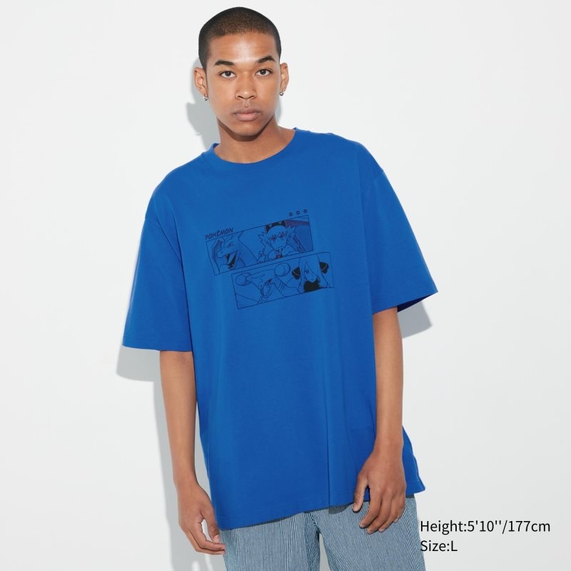 Blue Men Uniqlo Pokémon Masters Ex Ut (Oversized Short-sleeve Graphic) T Shirts | USA MACKR-8764