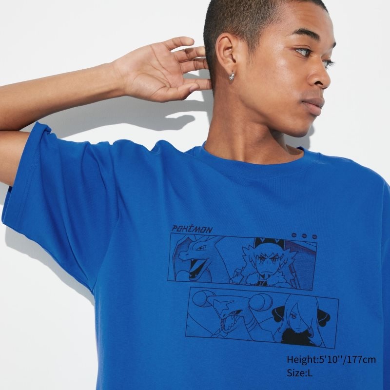 Blue Men Uniqlo Pokémon Masters Ex Ut (Oversized Short-sleeve Graphic) T Shirts | USA MACKR-8764