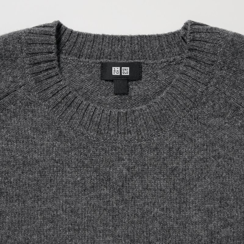 Blue Men Uniqlo Premium Lambswool Crew Neck Long Sleeve Sweaters | USA AEZNM-3841