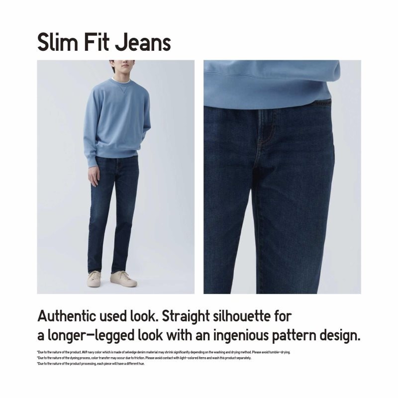 Blue Men Uniqlo Slim-fit Jeans | USA FYOPH-9074