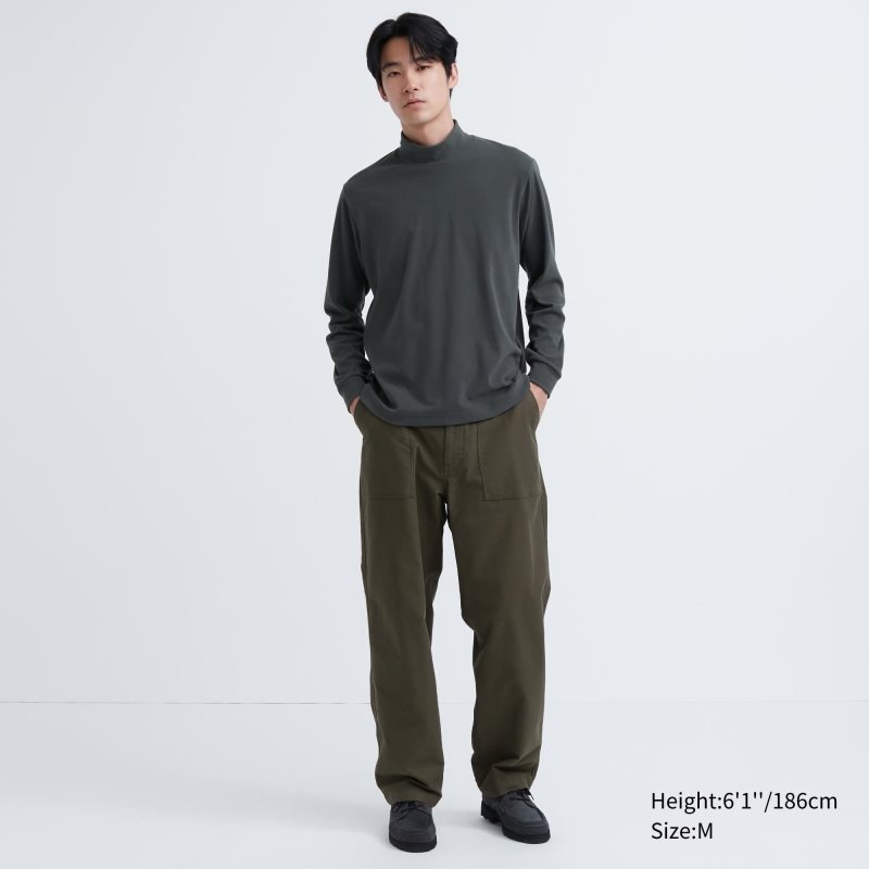 Blue Men Uniqlo Smooth Fleece Mock Neck T Shirts | USA AIPMR-9180