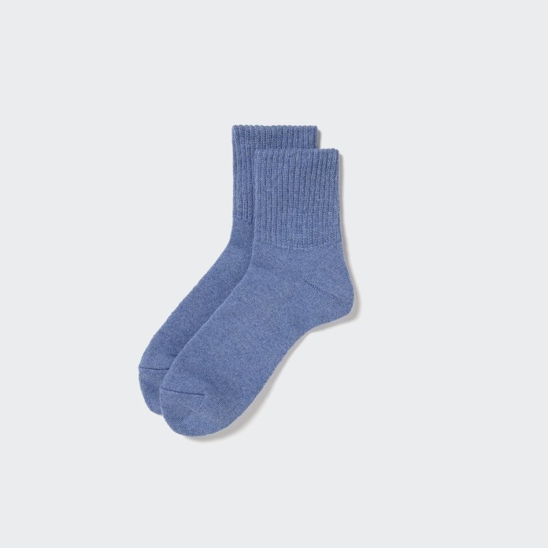 Blue Men Uniqlo Soft Pile Half Socks | USA BQENZ-2573