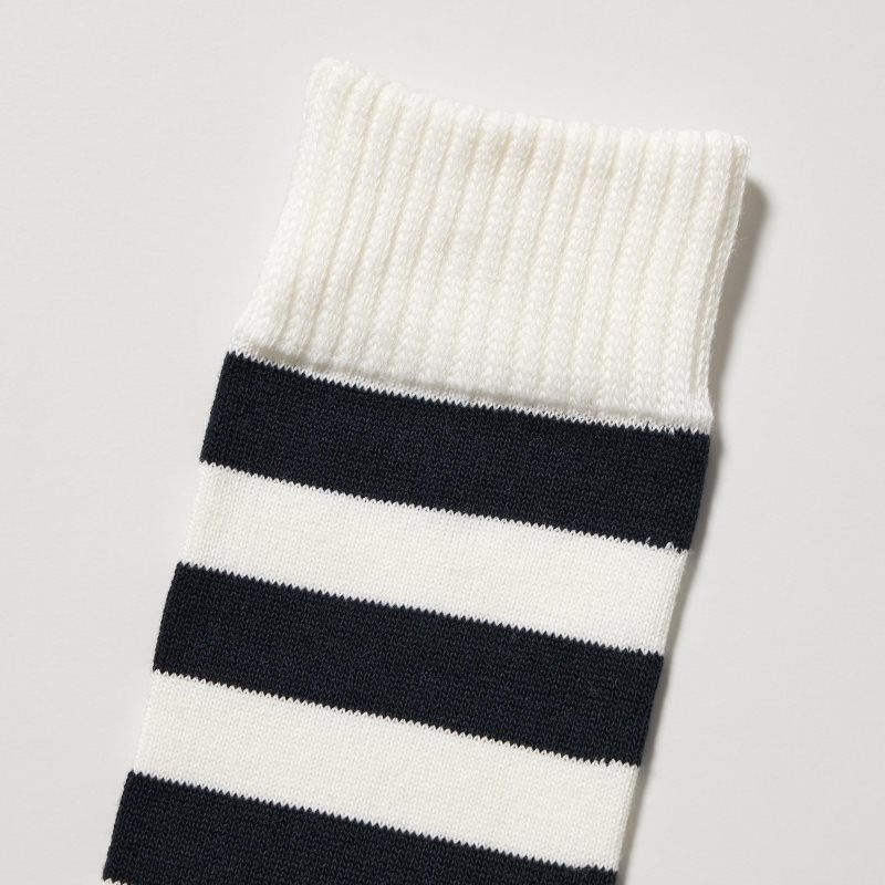 Blue Men Uniqlo Soft Pile Striped Socks | USA NKEBF-0754