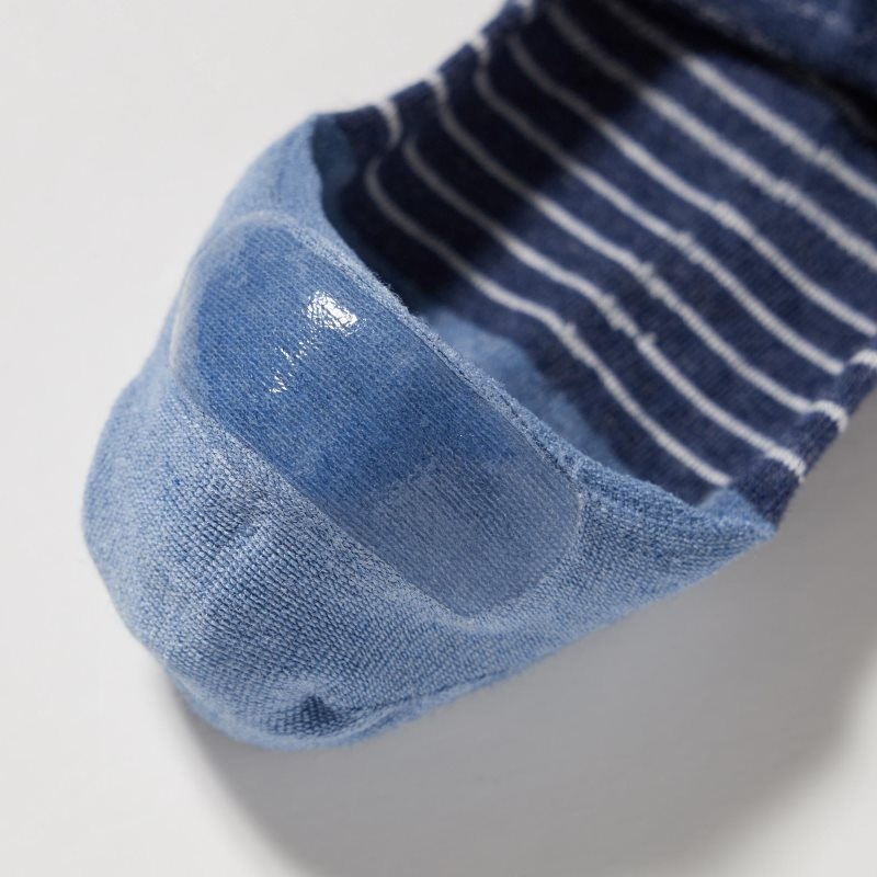 Blue Men Uniqlo Striped Low Cut Socks | USA OYGKT-0581