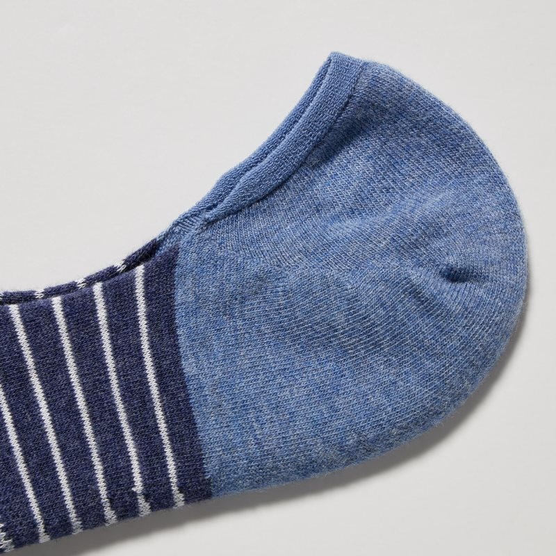 Blue Men Uniqlo Striped Low Cut Socks | USA OYGKT-0581