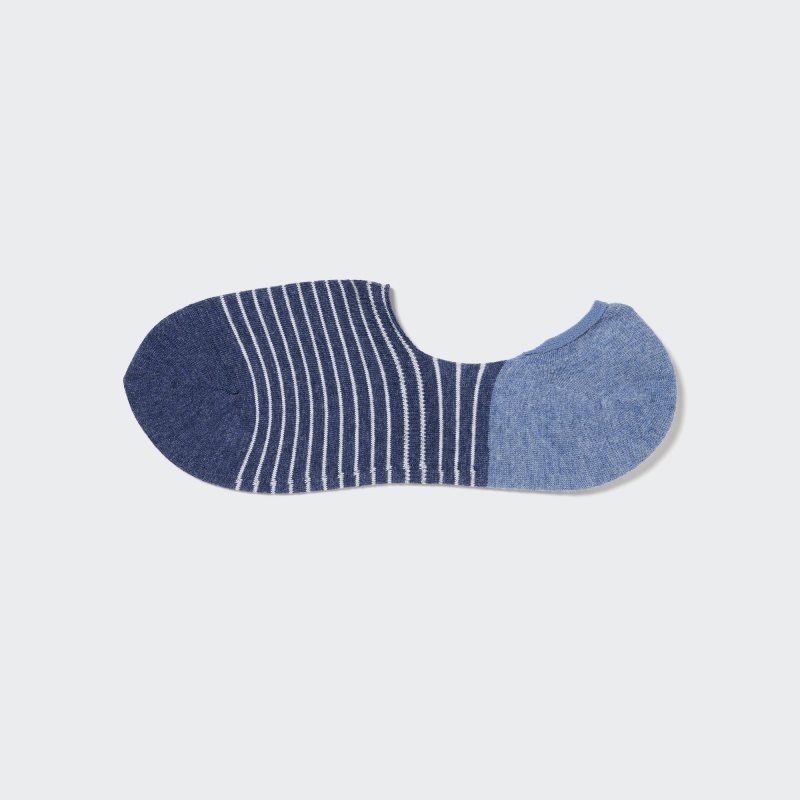 Blue Men Uniqlo Striped Low Cut Socks | USA OYGKT-0581