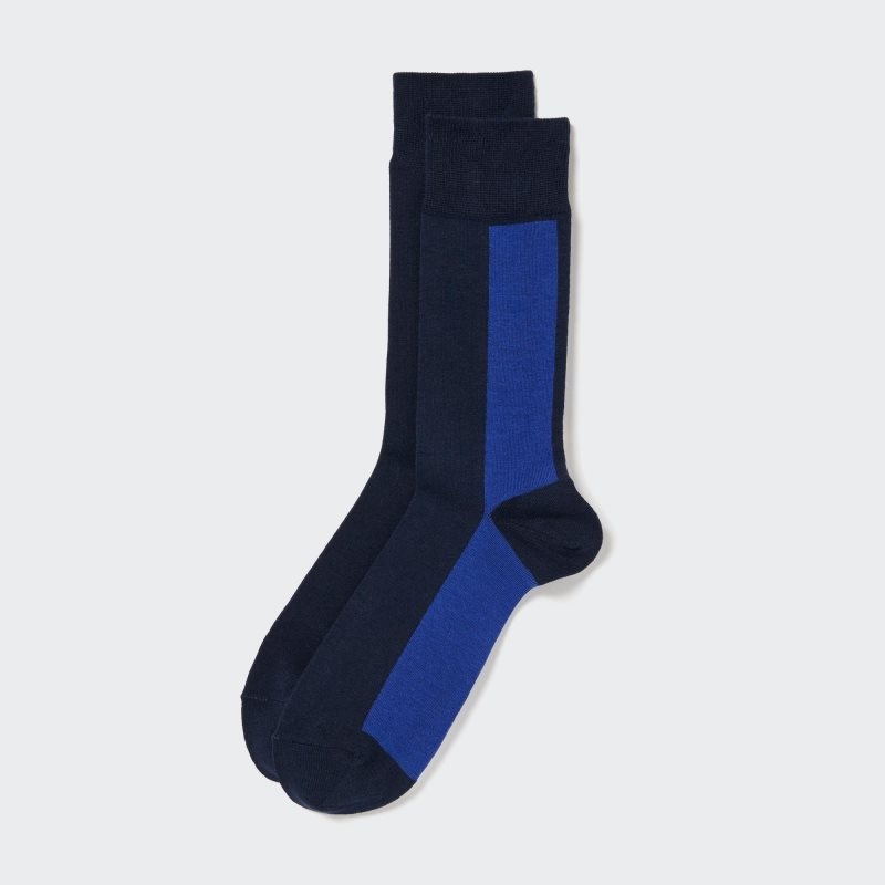 Blue Men Uniqlo Striped Socks | USA TADBH-3614